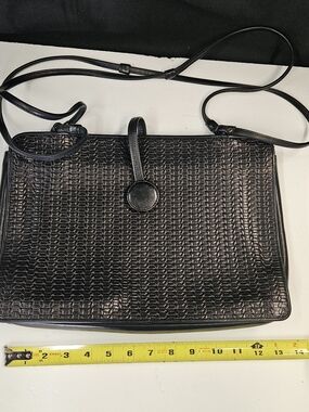 A58 Vintage Dokkim Black Woven Leather Bag Purse